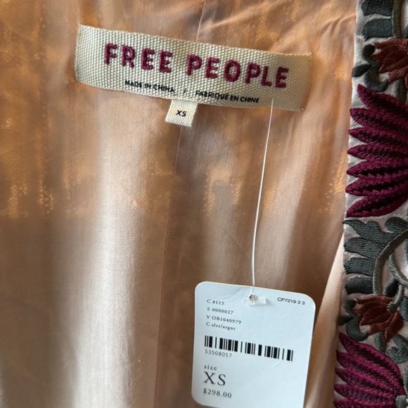 NWT Free people long sequence party jacket -  xs silver - Picture 9 of 9